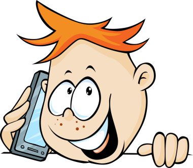 cep telefonu ile arama çocuk vektör çizim-bakmak