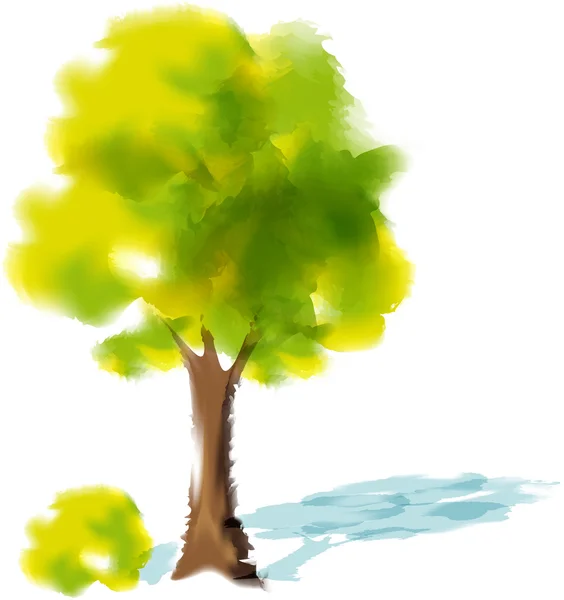 Albero ad acquerello - illustrazione vettoriale — Vettoriale Stock