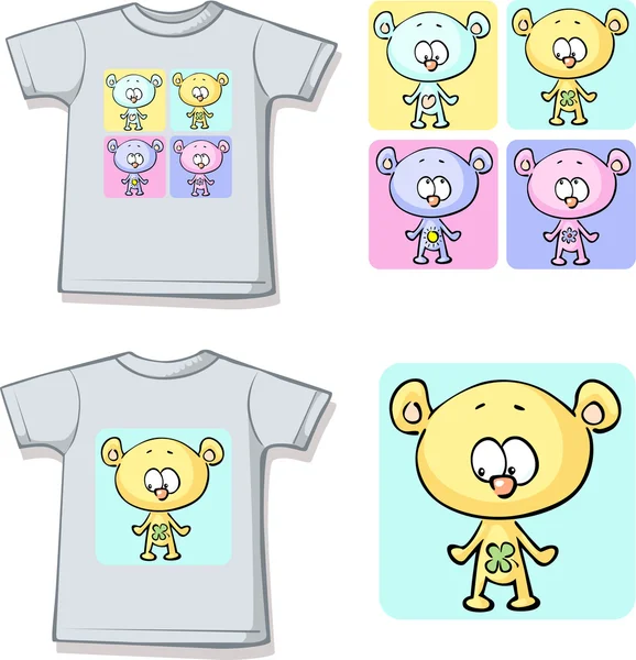 Niedliche Teddybären auf Hemd — Stockvektor