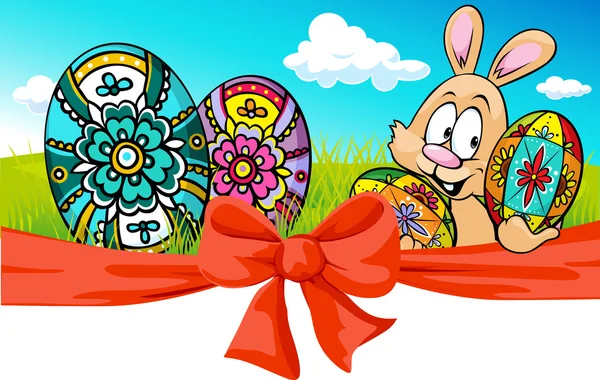 Pasen banner met pijl en boog bunny - vectorillustratie — Stockvector