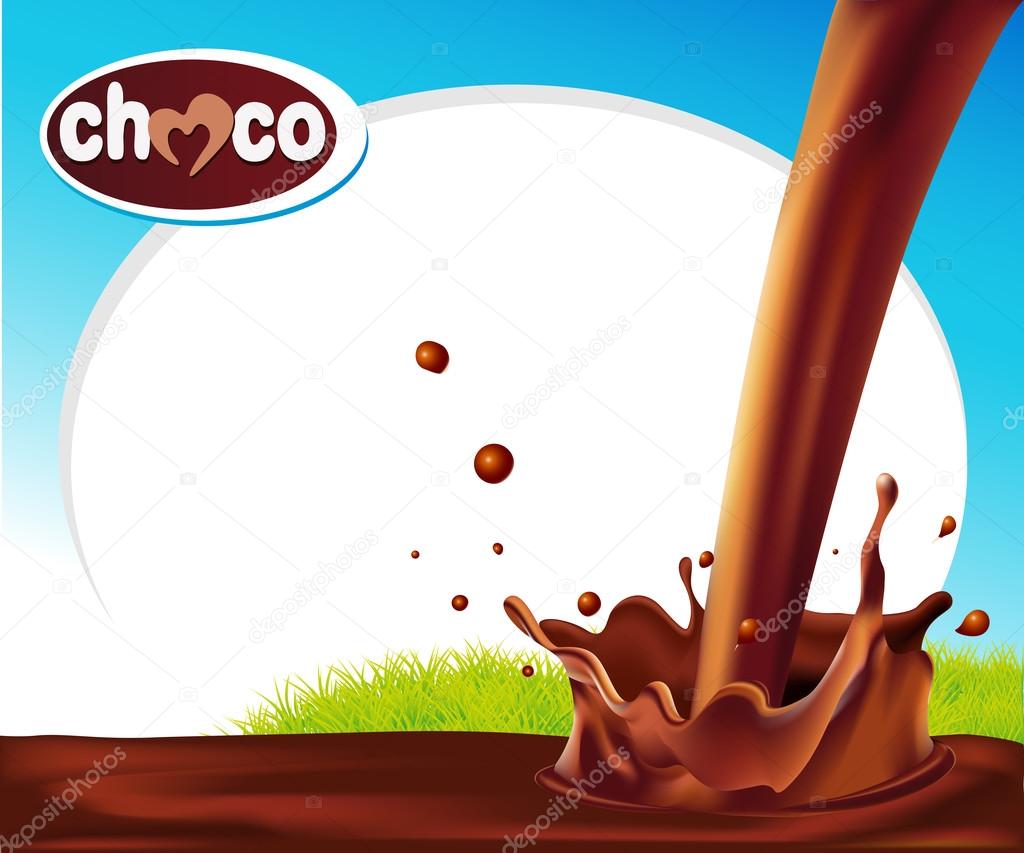 vector design frame with chocolate splash and green grass