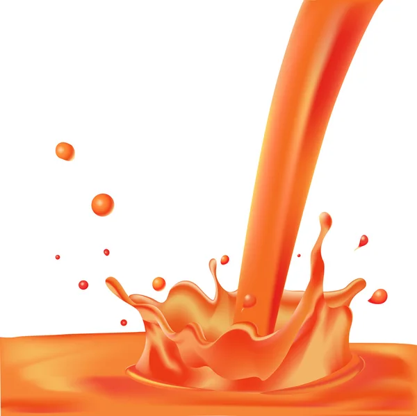 Salpicadura naranja de líquido - ilustración vectorial aislada sobre fondo blanco — Vector de stock