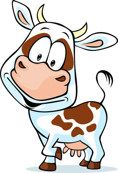 Lustige Kuh Karikatur - isoliert auf weißem Hintergrund — Stockvektor