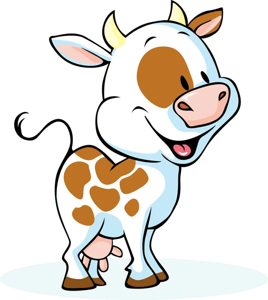 Caricatura de vaca engraçada em pé e sorrindo - ilustração vetorial — Vetor de Stock