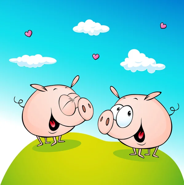 Lindo cerdo en el amor - vector de ilustración — Vector de stock