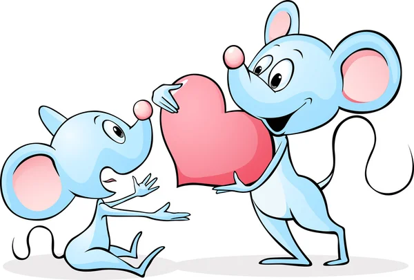 Twee muizen in liefde - vectorillustratie — Stockvector