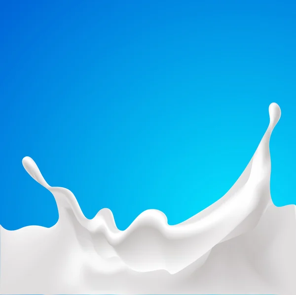 Salpicadura vectorial del diseño de la leche - ilustración con fondo azul — Vector de stock