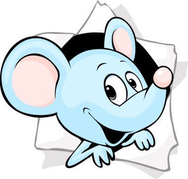 bir kağıt bir delikten bakarken fare