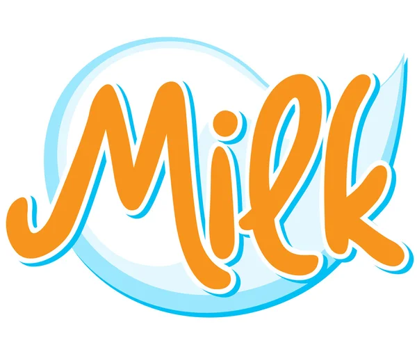 Milk - Textmarke mit Milchtropfen — Stockvektor