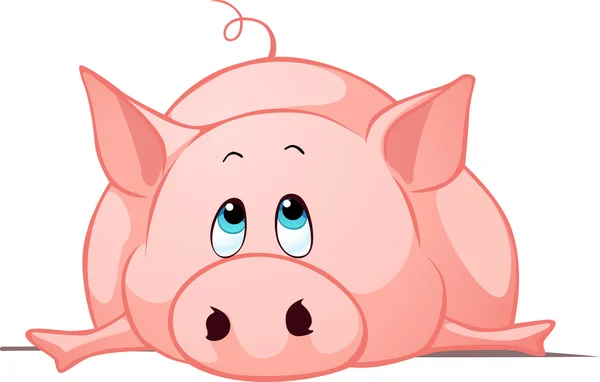 Big fat pig lay down - vector illustration — Stok Vektör