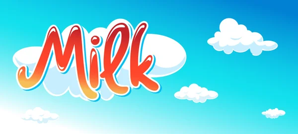 Design with text Milk and blue sky - vector illustration — 스톡 벡터