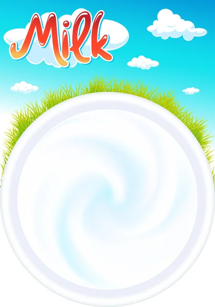 Design with milk, grass and sky - vector illustration — Stock vektor