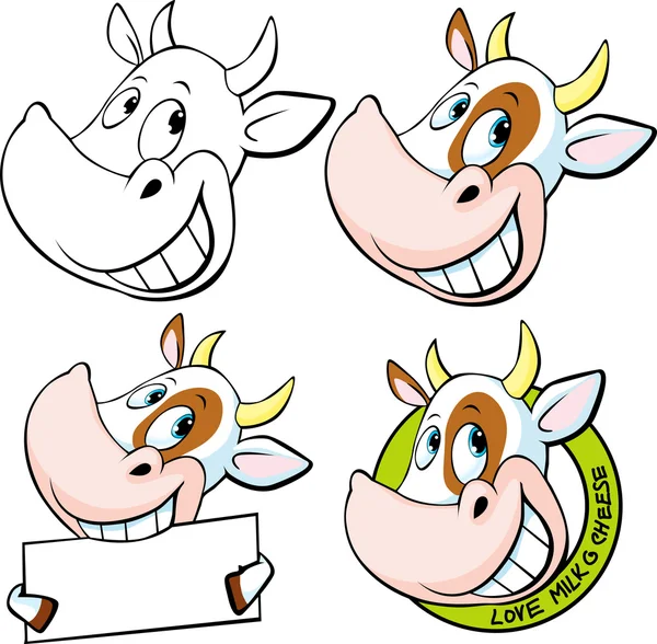 Zabawne krowy głowy - ilustracja wektorowa — Wektor stockowy