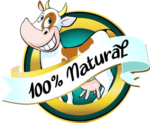 Rótulo natural da vaca ou do leite - vector — Vetor de Stock