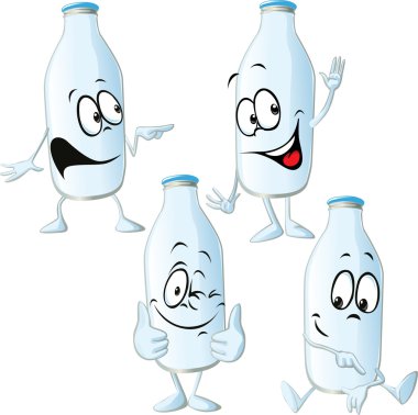 süt şişesi - komik vektör çizgi film