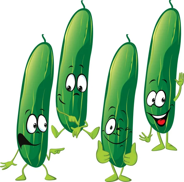 Cucumber - funny vector cartoon — Stock Vector