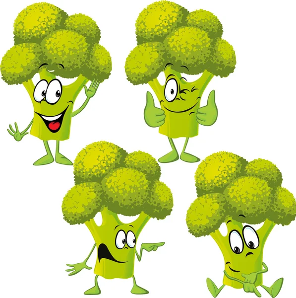 Broccoli - roliga vektor tecknad — Stock vektor