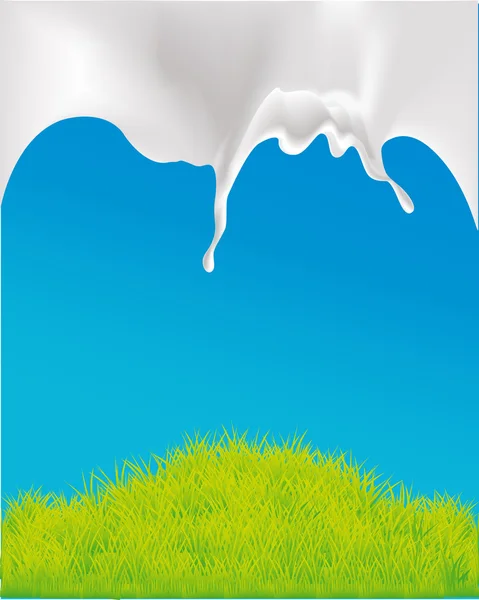 Süt ve yeşil çim vektör tasarımı — Stok Vektör