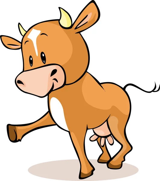 Cute brown cow standing isolated - vector illustration — Stock Vector