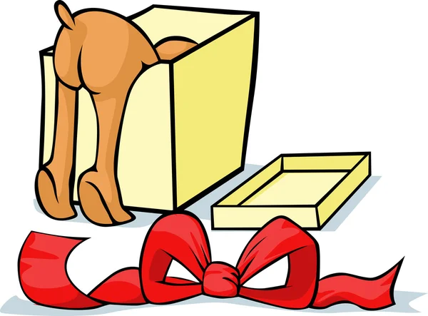 Pet looking for a gift in a box - cheerful vector illustrations — Stock Vector