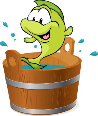 carp fish splash around in the tub with water - vector illustration clipart