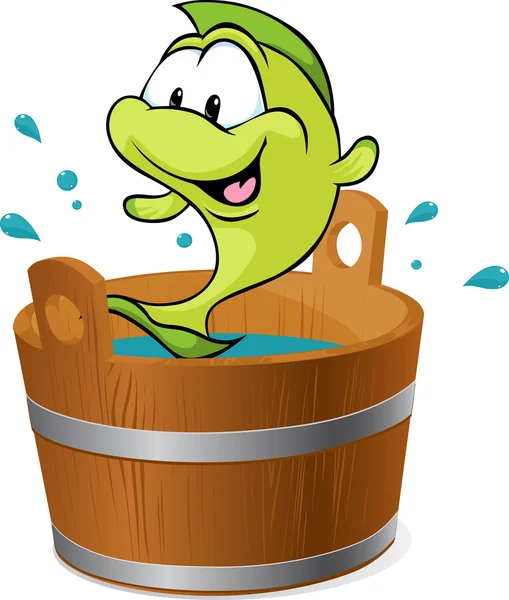 Peces de carpa salpican en la bañera con agua - ilustración vectorial — Vector de stock