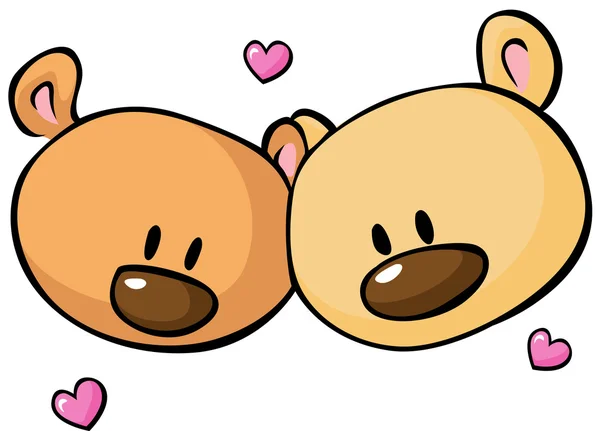 Two teddy bear head - vector illustration isolated on white — Stock Vector