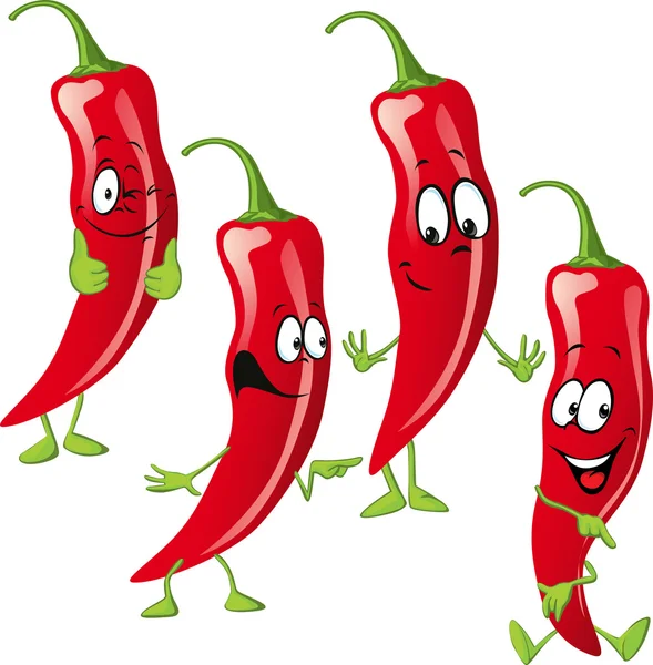 Chili paprika rajzfilm elszigetelt fehér background — Stock Vector