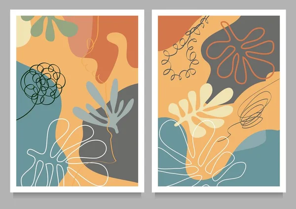 Soyut Özgeçmiş Seti Soyut Organik Şekilli Matisse Kesme Posterleri Modern — Stok Vektör