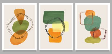 Karalamalar ve çeşitli şekillerle soyut tasarım modern moda. Duvar dekorasyonu, kartpostal ya da broşür kapağı tasarımı için resim çizen yaratıcı minimalist el çizimi vektör kümesi