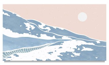 Orta yüzyılın modern minimalist sanat baskısı. Soyut dağ, çağdaş estetik arka planlar, manzara. vektör çizimleri