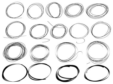 Büyük El çizgili çizgili çizgiler çiziyor. İleti notu tasarım ögesi için daire çiz. vektör illüstrasyonu