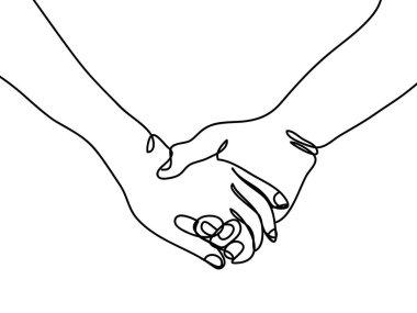 Sürekli el ele tutuşan çiftler çizildi. poster sanat baskısı. vektör illüstrasyonu