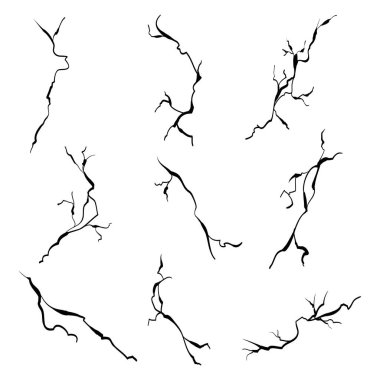 El çizimi çatlak duvar, zemin, cam, yumurta. Karalama molası seti. vektör illüstrasyonu