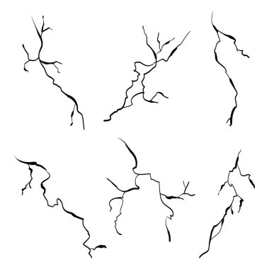 El çizimi çatlak duvar, zemin, cam, yumurta. Karalama molası seti. vektör illüstrasyonu