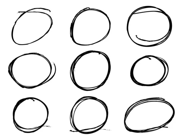 Círculos Dibujados Mano Doodle Circular Para Elemento Diseño Marca Nota — Vector de stock
