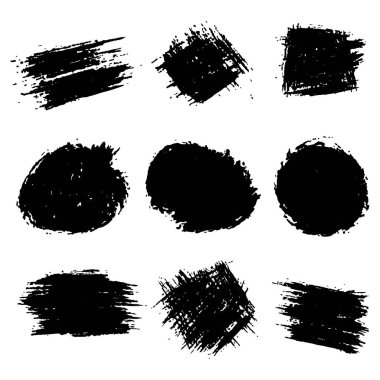 Siyah mürekkep boyası için fırça darbesi. Grunge arkaplan, toprak pankart, suluboya tasarım ve kirli doku. vektör illüstrasyonu