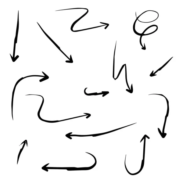 Handgezeichnete Pfeile Symbole Set Pfeil Symbol Mit Verschiedenen Richtungen Doodle — Stockvektor