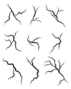 El çizimi çatlak duvar, zemin, cam, yumurta. Karalama molası seti. vektör illüstrasyonu