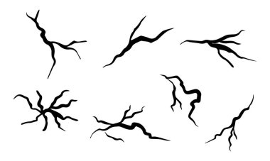 El çizimi çatlak duvar, zemin, cam, yumurta. Karalama molası seti. vektör illüstrasyonu