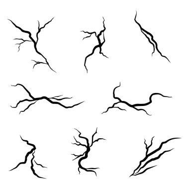 El çizimi çatlak duvar, zemin, cam, yumurta. Karalama molası seti. vektör illüstrasyonu