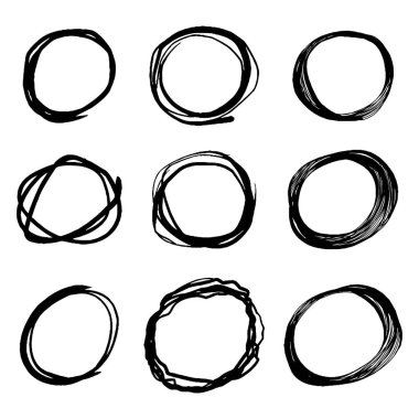 El çizimi çizgi daireler. İleti notu tasarım ögesi için daire çiz. vektör illüstrasyonu