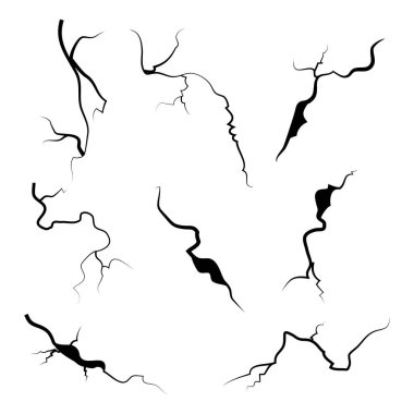 El çizimi çatlak duvar, zemin, cam, yumurta. Karalama molası seti. vektör illüstrasyonu