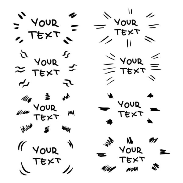Коллекция дизайнерских элементов для акцентированного текста в комическом стиле