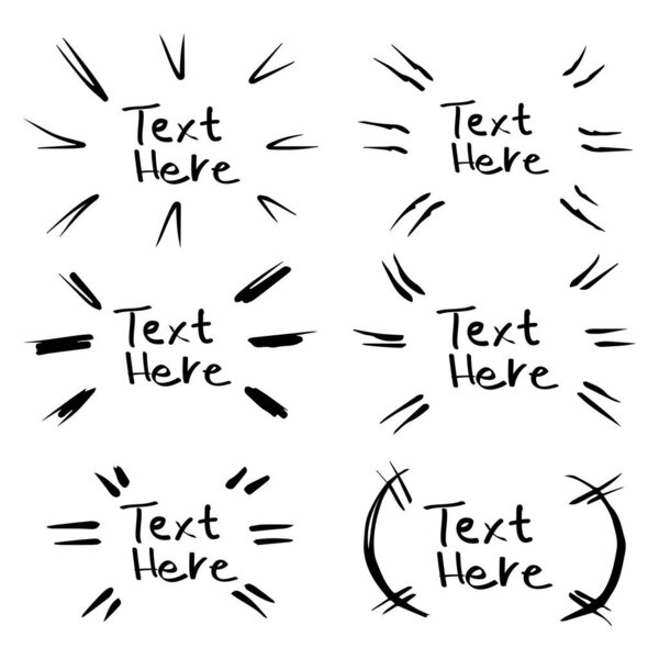 Doodle hand drawn collection of design  elements for emphasis text in comic style