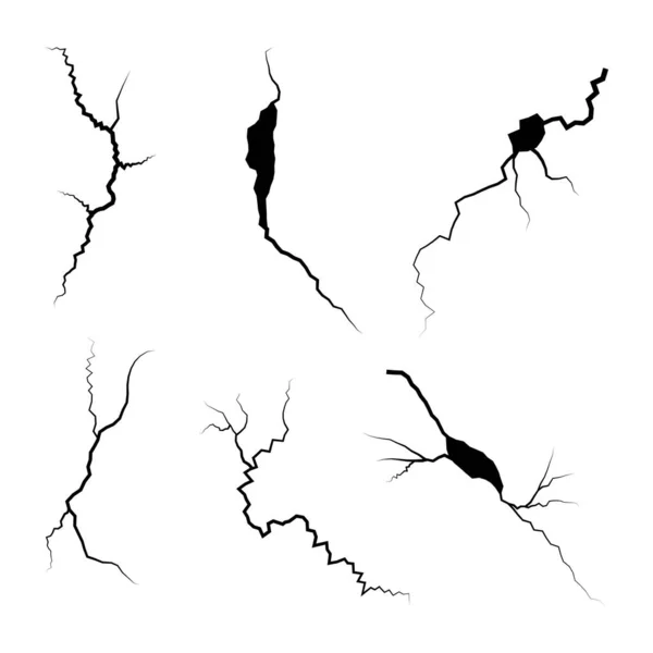 Vidrio Agrietado Dibujado Mano Pared Tierra Efecto Tormenta Eléctrica Juego — Vector de stock