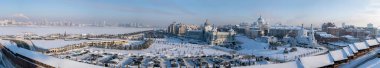 Kışın Kazan 'ın orta kesiminin panoramik manzarası, Tataristan Cumhuriyeti.