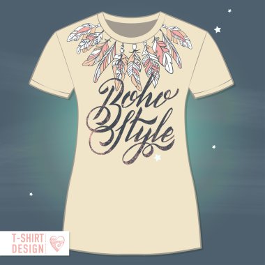 Vektör şablon T-Shirt Boho stili