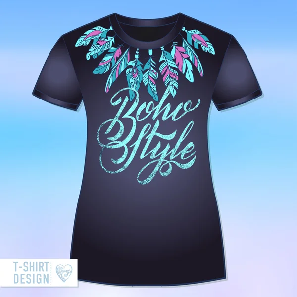 Στυλ Boho T-Shirt πρότυπο διάνυσμα — Διανυσματικό Αρχείο