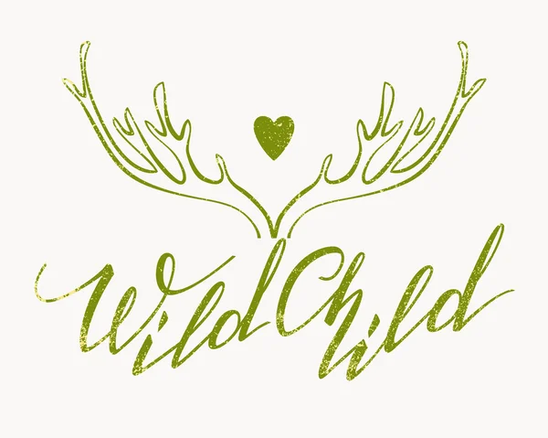 Handgeschreven belettering. Inspirerende citaat Wild Child. Vector il — Stockvector